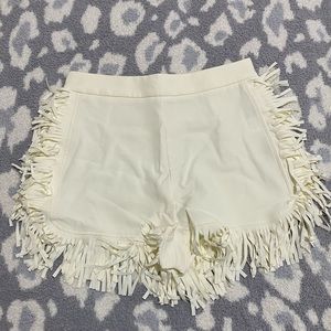 Fringe white shorts